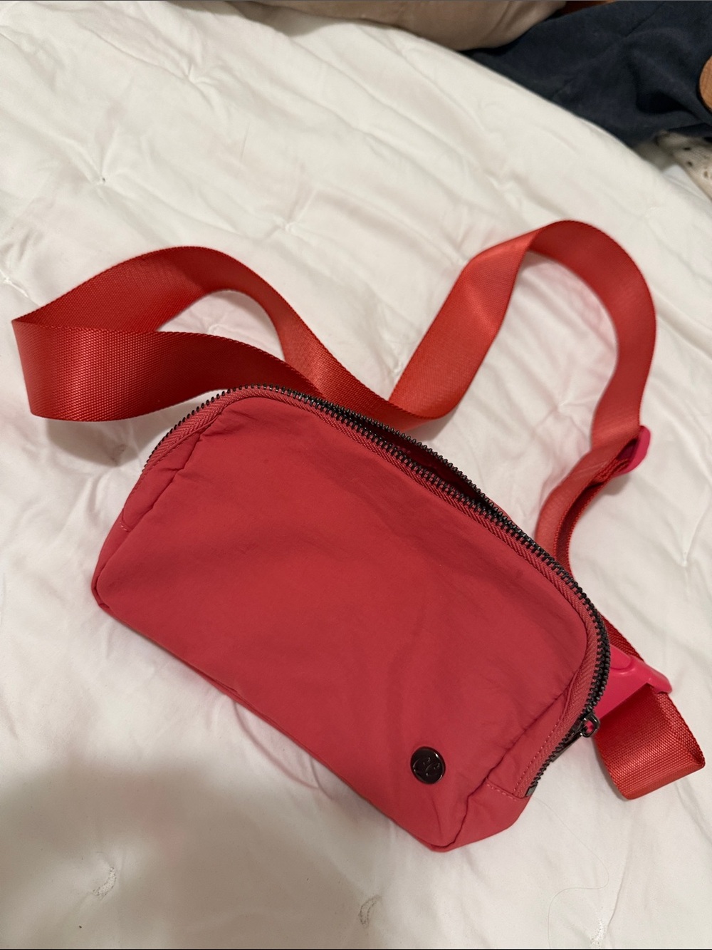 Pink Nylon Crossbody Belt Bag